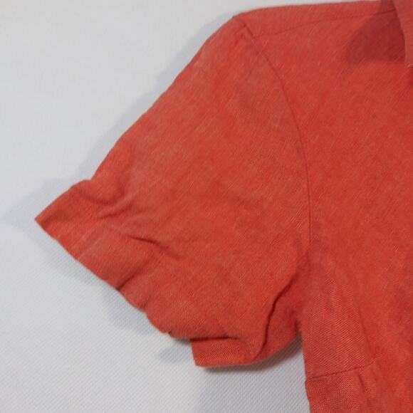 Vintage Talbots Orange Irish Linen Button Up Short Sleeve Size 4 - Picture 5 of 6